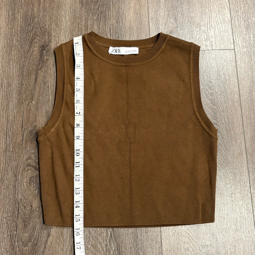 Zara Knit Sleeveless Crop Top - Brown
